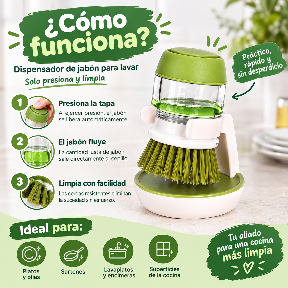 Cepillo dispensador de jabon